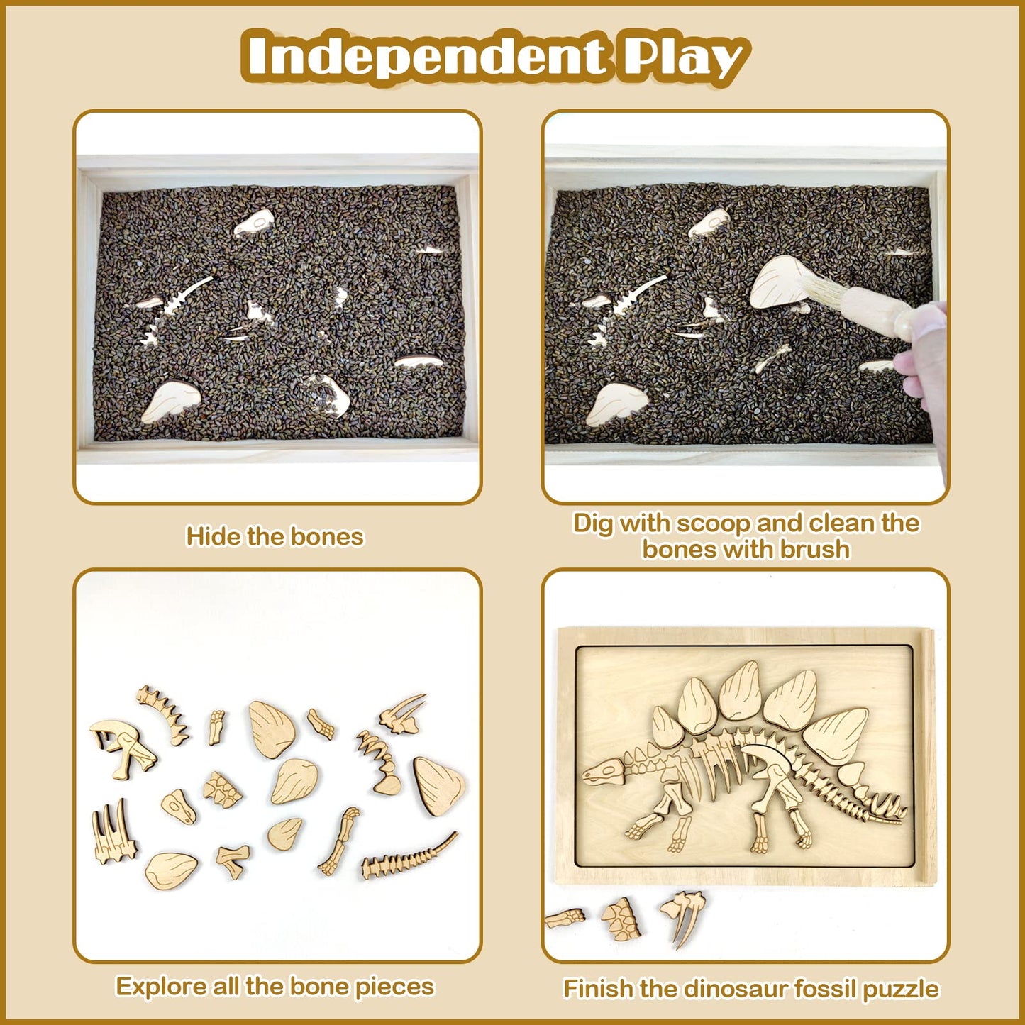 Dinosaur Excavation Archaeology Dig Kit For Kids, Fossil Explore Sensory Bin Toys, Dino Skeletons Bones Puzzle Game, Archaeology Science Stem Toys For Boys And Girls (Stegosaurus)