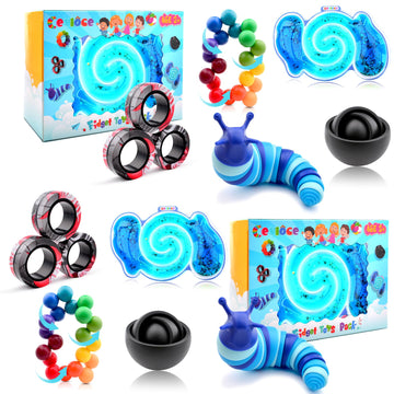 Cevioce 10Pcs Fidget Toys Adults Pack,Stocking Stuffers For Teens Boys Girls,Autism Sensory Toys With Fidget Spinner Slug Magnetic Rings,Squishy Fidget Toys Adhd Stress Relief,Party Favor For Kid-Bb