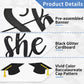 She Believed She Could So She Did Banner Decorations - Black Glitter She Did It 2024 Garland Graduation Bunting Banner, Congrats