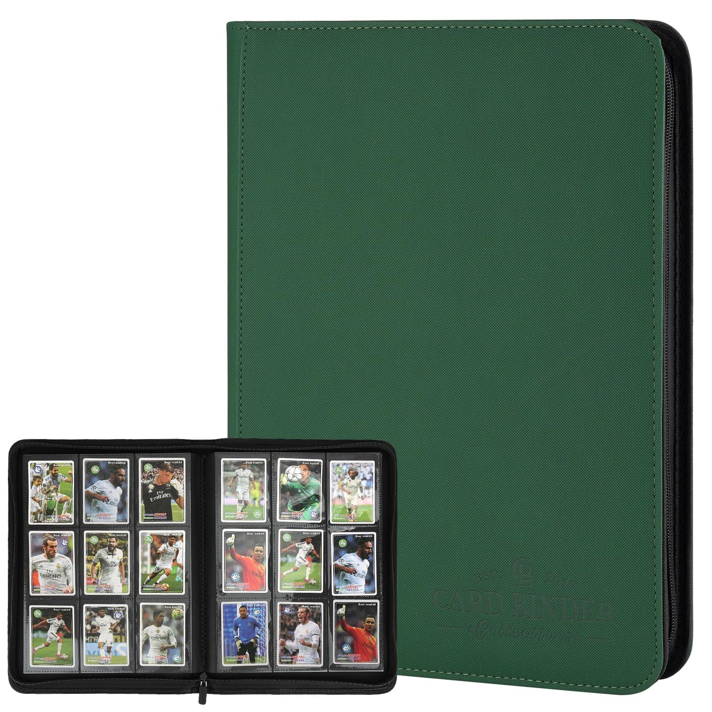 9 Pockets Card Binder enhanced Zip Trading Card Binder 540 Double Sided Pocket PU Collection Binder  Collector Album  Card Folder for MTG  TCG  Business Cards.(Blackish Green)