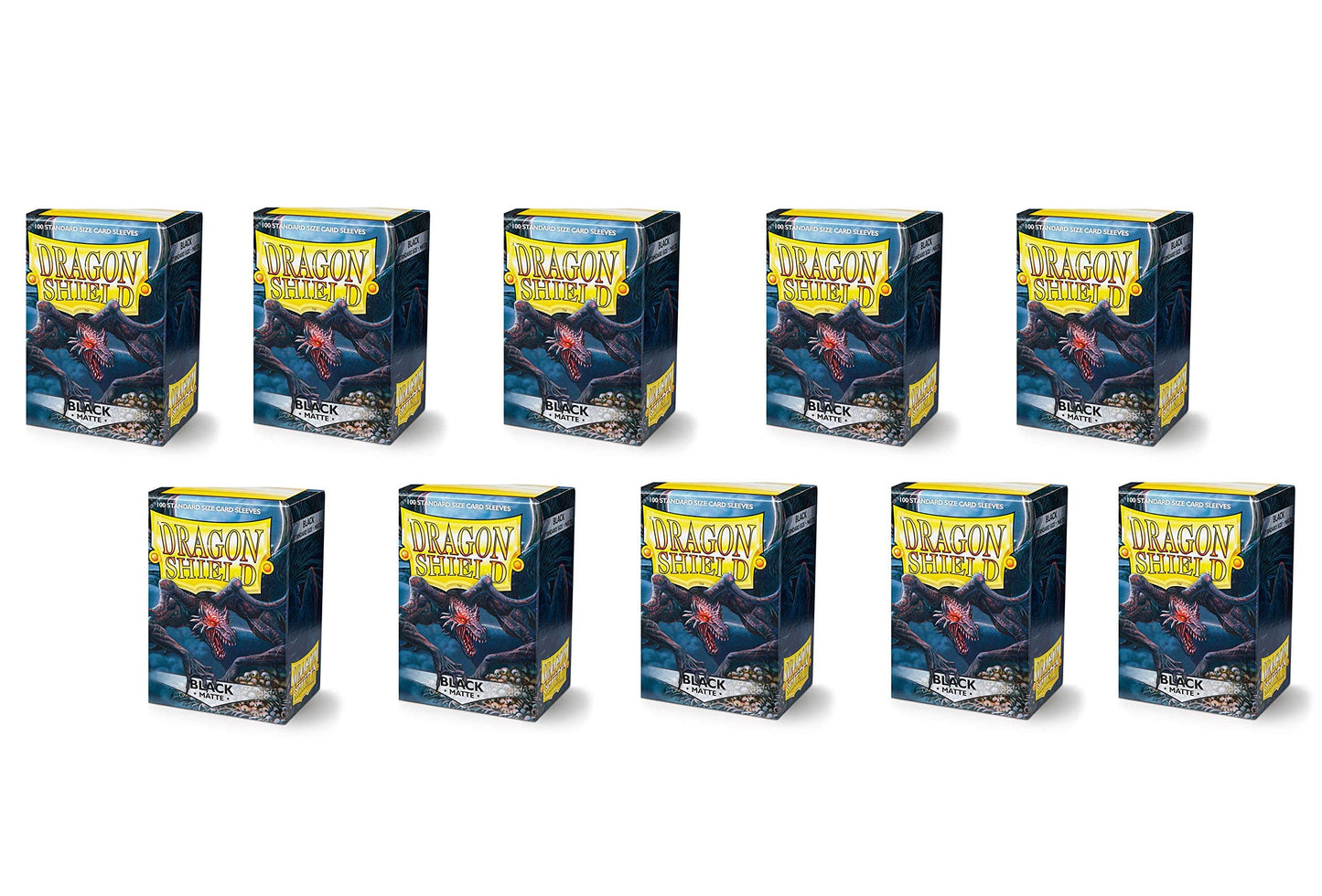 Dragon Shield Brand, Matte Black Sleeves [10 Packs Of 100 Each, 1000 Total], Pvc-Free, Archival Safe, 120 , Standard Size 63X88