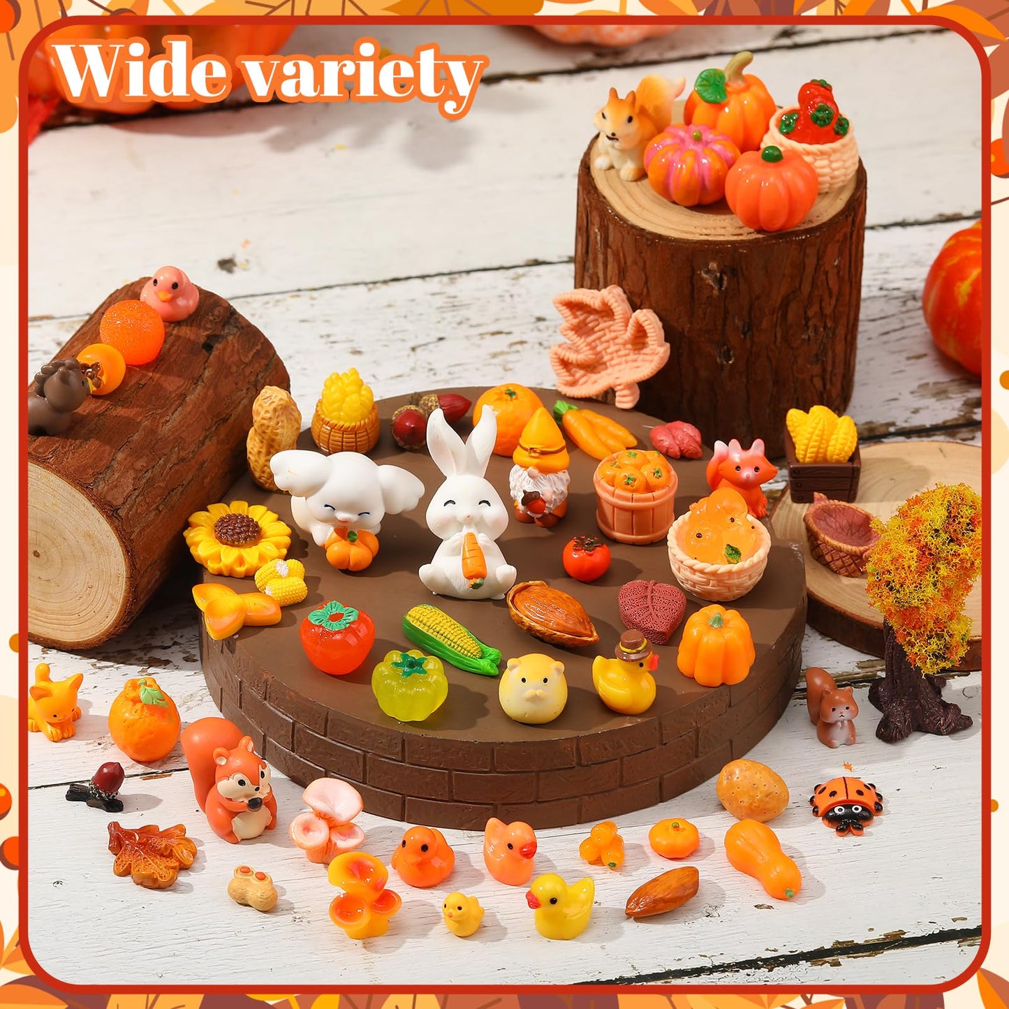 Ggstddup 56 Pcs Autumn Mini Resin Figurines Tiny Thanksgiving Day Resin Ducks Mini Animal Statue Suitable For Dollhouse Diy Cake