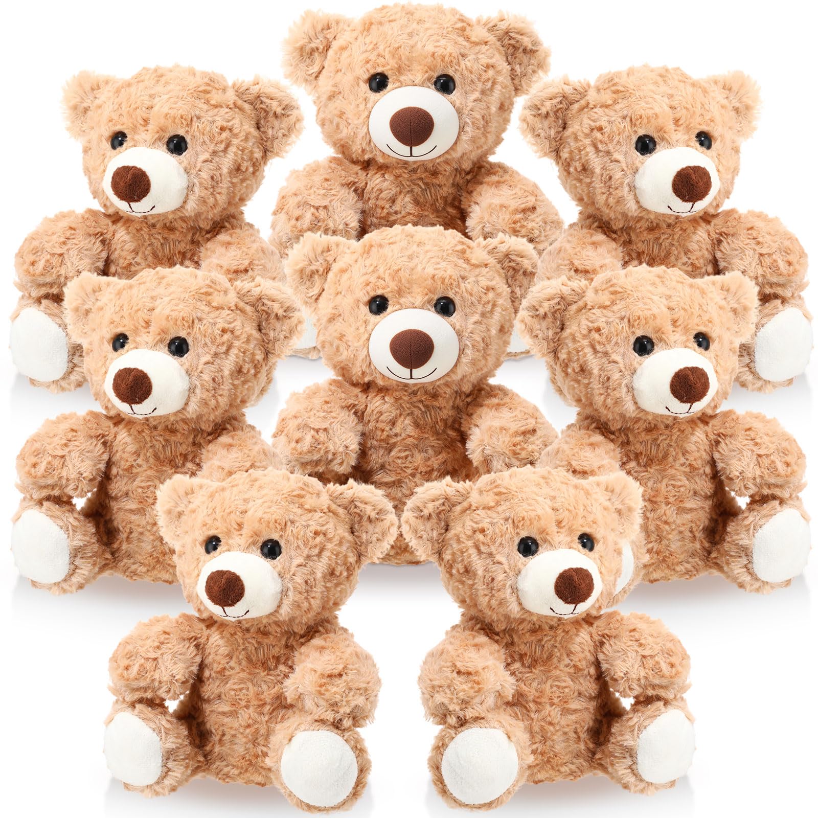 Jenaai 8 Pcs 10 Inch Stuffed Animal Bear Bulk Gift Soft Cute Baby Shower Bear Small Stuffed Plush Toys for Girls Boys Kid Child 