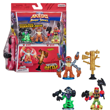 Legends of Akedo Beast Strike - Official Rules Claw Strike Starter Pack - 3 Mini Battling Warriors with Training Practice Piece and limited availability Joystick Controller