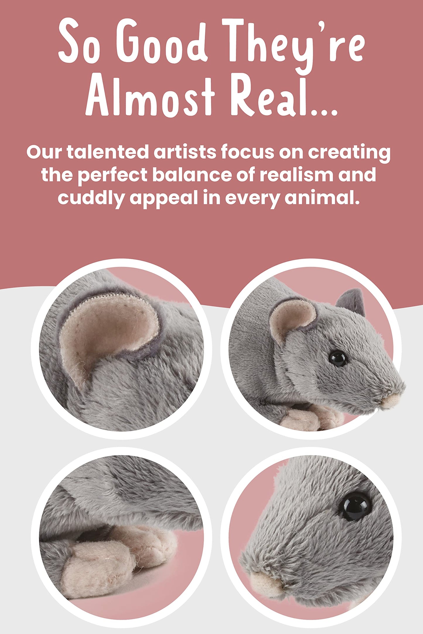 Living Nature Rat Stuffed Animal | Fluffy Animal | Soft Toy Gift For Kids | 8 Inches