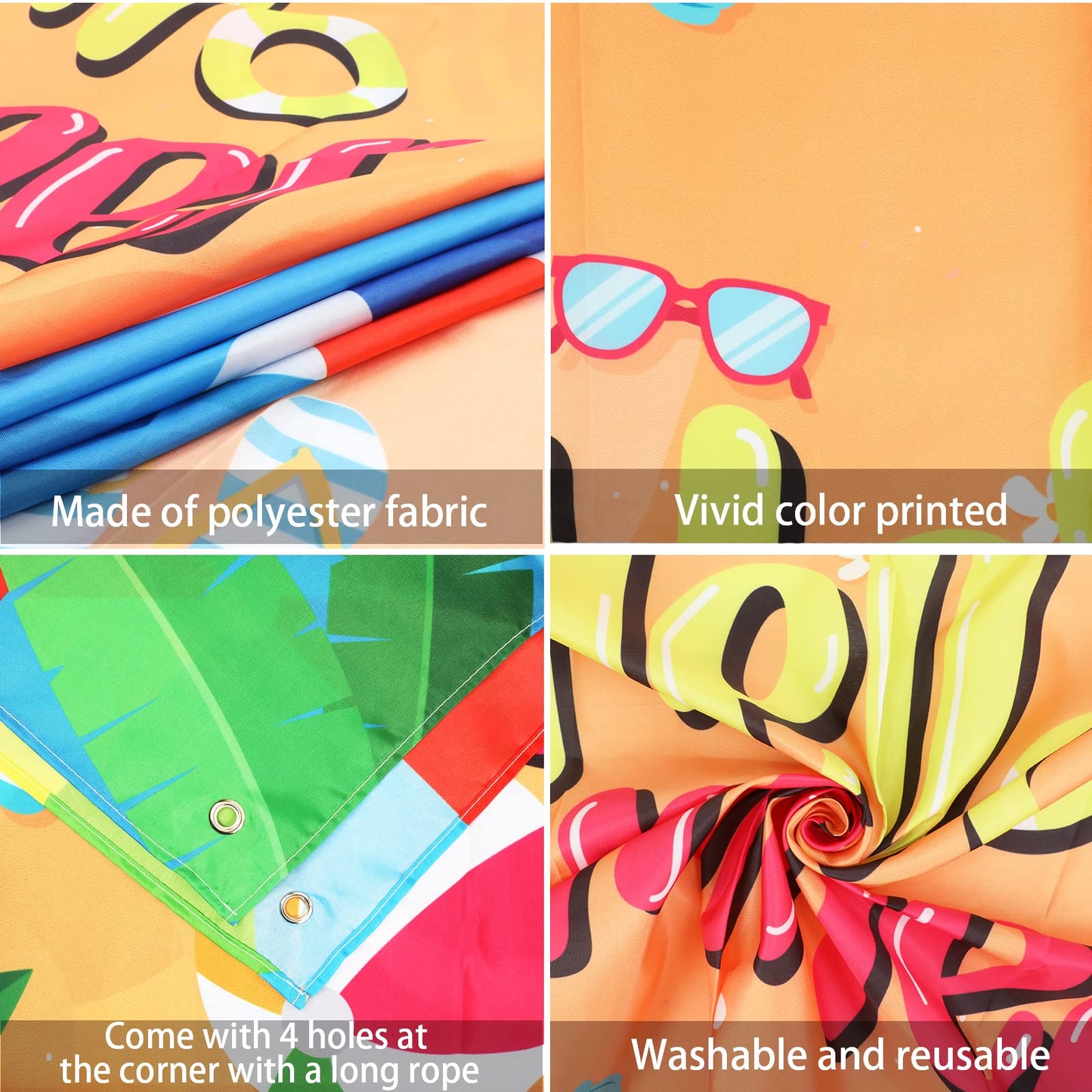 Beach Backdrop Decorations Hawaiian Pool Party Banner Pool Surfboard Background For Birthday Summer Themed Party Supplies Favors