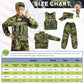 Metemot Kids Army Costume - Military Soldier Outfit with Camouflage Vest & Army Toys, Size M (6-8y), Boys Halloween Dress Up, Green Camo