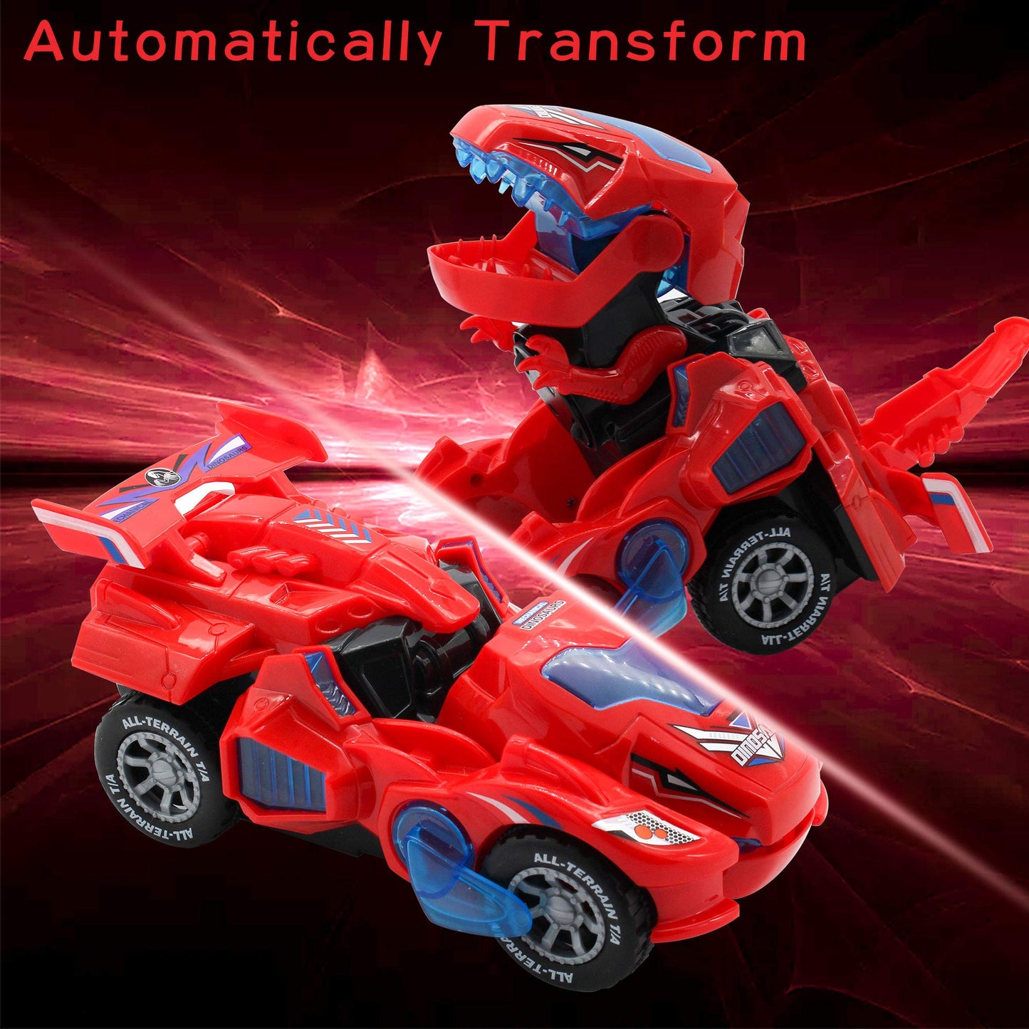 huwairen Dinosaur Toys for 3-6 Year Old Girls Transforming Dinosaur Car with LED Light and Music Gifts for 3 4 5 6 7 Year Old Gi