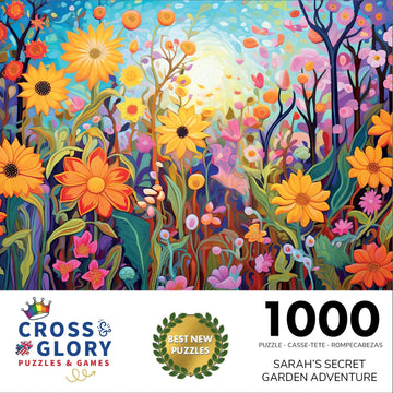 Cross & Glory 1000 Piece Jigsaw Puzzle - Sarah's Secret Garden Adventure, Large 20x27 Inches, Artistic Flower Garden Theme, Model CG-M-077