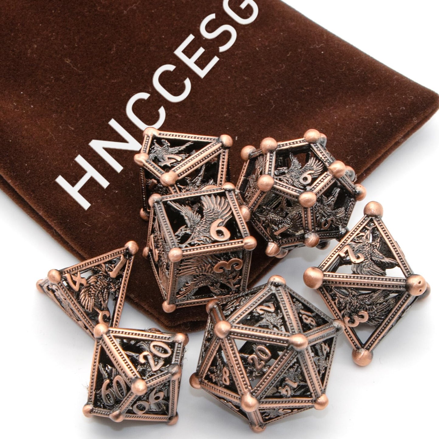 HNCCESG D&D Dice, Dungeons and Dragons Metal Dice Set of 7PC,DND Dice Eagle Design with Role Playing D and D Starter Dice for RP
