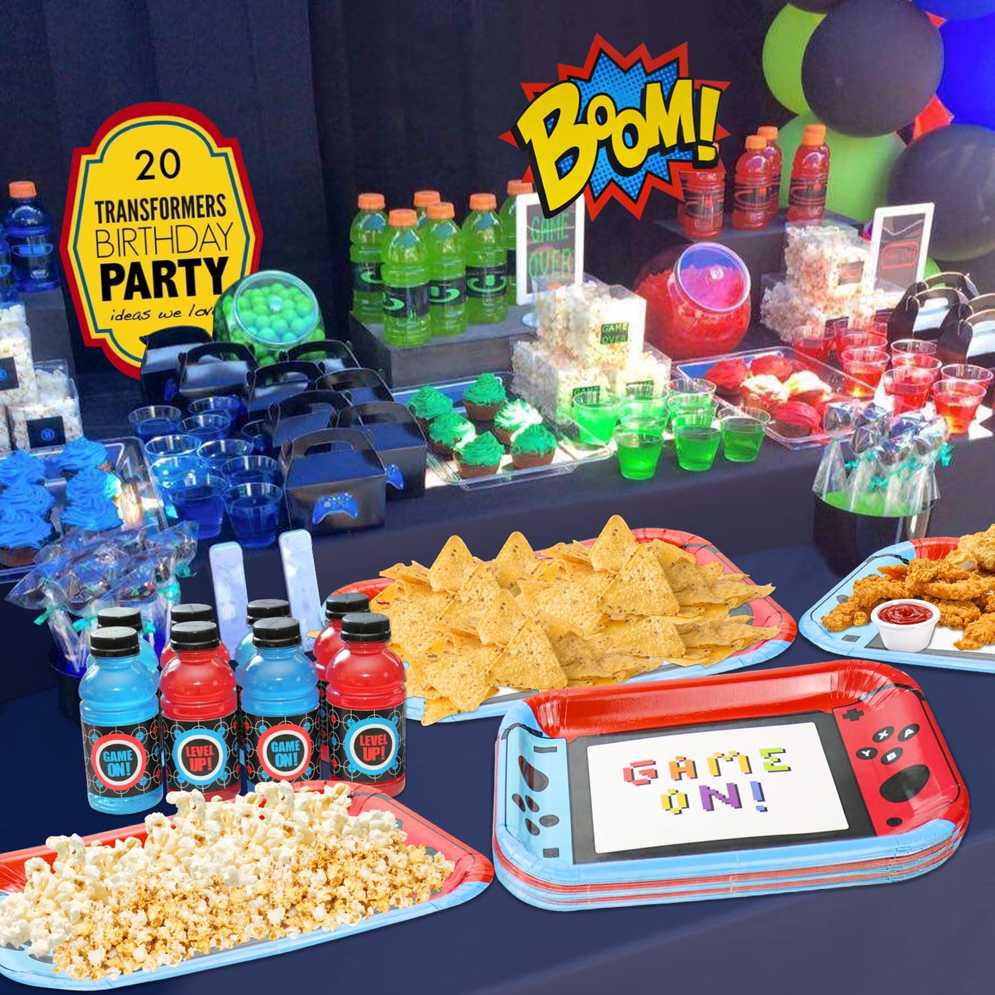 Hegbolke 40Pcs 11 Inches Game Controller Birthday Party Plates - Video Game Birthday Party Decorations for Boys Gamer Gaming Par