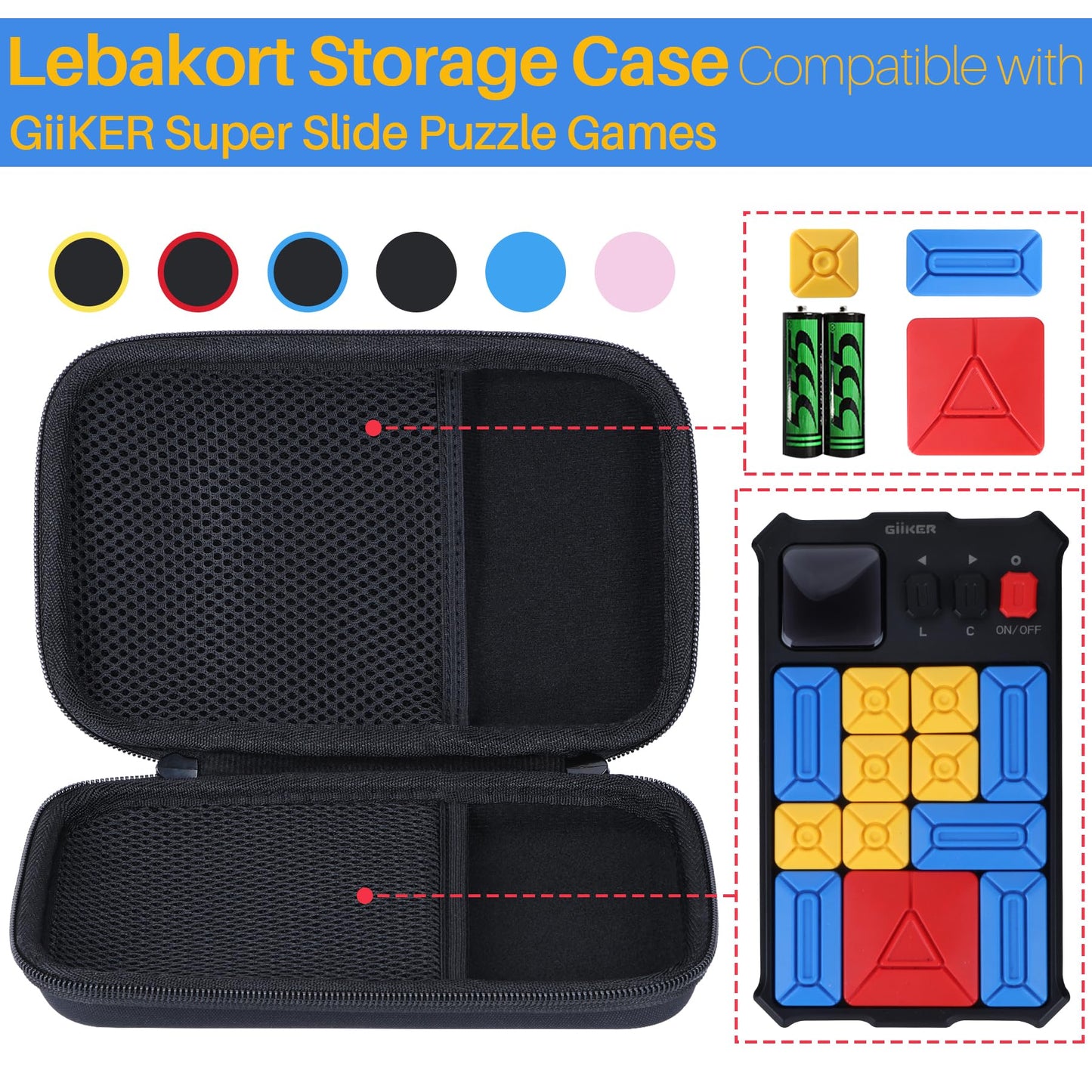 Lebakort Storage Case Compatible With Giiker Super Slide Puzzle Games Original 500+ Challenges Brain Teaser Puzzle Toys Kids Tee