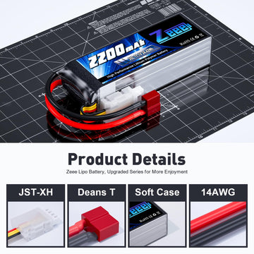 Zeee 3S LiPo Battery 2200mAh 11.1V 35C Soft Case Battery with Deans T Connector for RC Airplane RC Quadcopter Helicopter Drone F