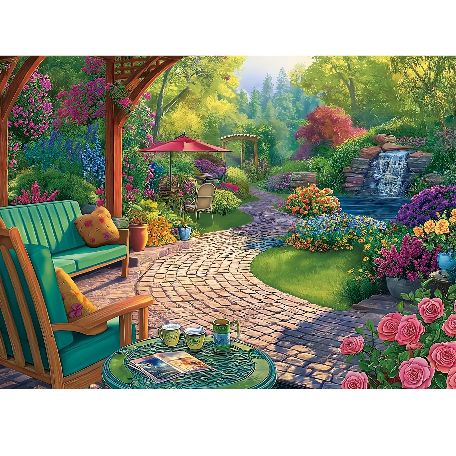 500 Piece Puzzles for mature-themeds Beautiful Flower Garden Puzzle for Kids Teen mature-themeds Recycled Paper Unique Fun Jigsaw Puzzle 500 Pieces Challenging Family Game Gift for Friends Men Women Seniors 20.5*15In