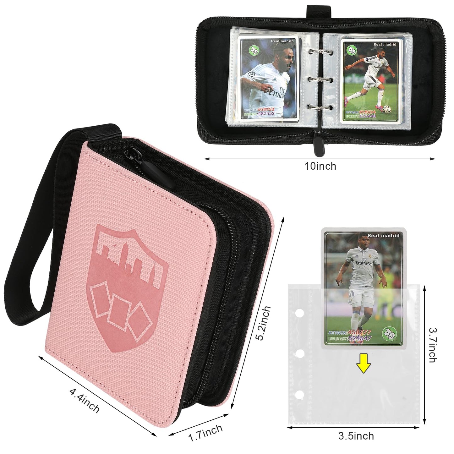 GERMUN Mini Card Binder 1 Pocket  80 Pockets Trading Card Binder  enhanced Small 2 Pocket Trading Card Collection Album Folder with 40 Sleeves Double Sided - Gifts for Kids (Pink)