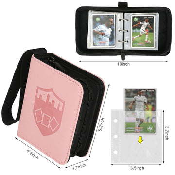 GERMUN Mini Card Binder 1 Pocket  80 Pockets Trading Card Binder  enhanced Small 2 Pocket Trading Card Collection Album Folder with 40 Sleeves Double Sided - Gifts for Kids (Pink)