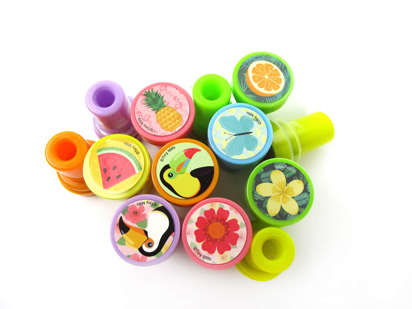 TINYMILLS 24 Pcs Flamingo Tropical Luau Stampers for Kids
