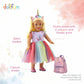 DOLLFUN 18 inch Doll Clothes and Accessories  Unicorn Dress Set Includes Shoes  Unicorn Headbands & Backpack(Compatibie with Most 18 Inch Doll)