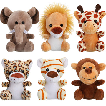 Sumind 12 Pieces Mini Stuffed Forest Animals Jungle Animal Plush Toys 4.8 Inch Cute Elephant Lion Giraffe Tiger Plush For Animal Themed Parties Achievement(Sitting)