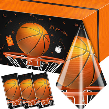 Basketball Tablecloth, 3 Pcs Basketball Birthday Decorations Rectangle Plastic Table Cover, Disposable Table Cloths For Basketba