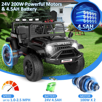 Hikole 24V Ride on Toys for Big Kids, Kids Electric Car with Parent Remote, 2  100W Motors, Shock Springs, Fast/Slow Speeds, Dri