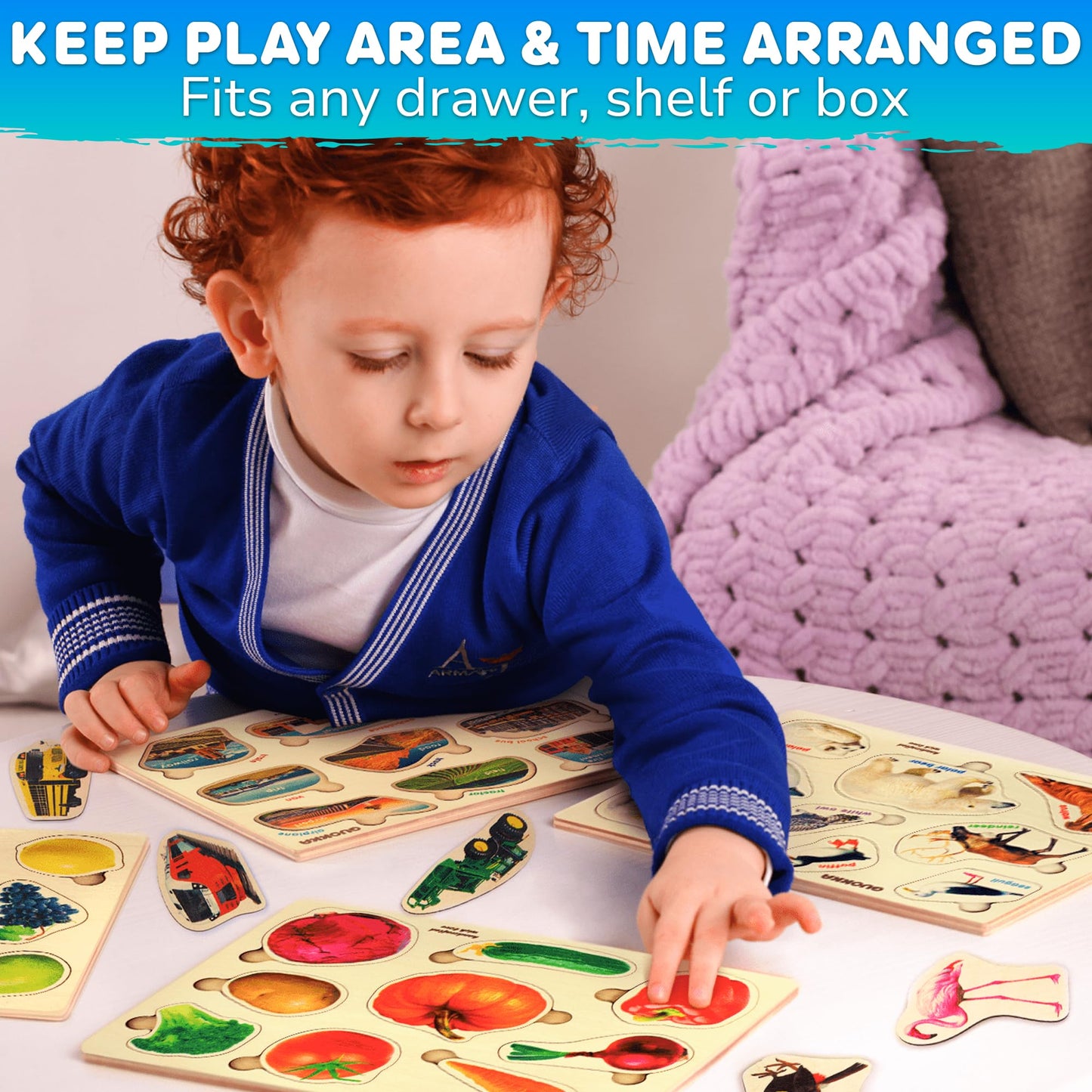 Quokka Toddler Puzzles Ages 2-4 In A Bag – 6 Montessori Wooden Puzzles For Toddlers 3-5 Year Old – Preschool Wood Game For Boys And Girls 4-6 – Gift For Learning Realistic Animals Fruits Vehicles