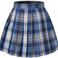 Girl'S School Uniform Plaid Pleated Costumes Skirts (M, Blue White Black)