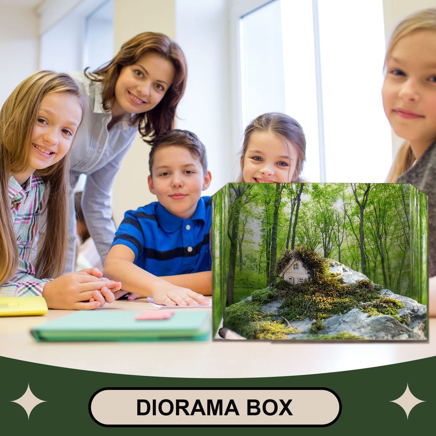 10 Pcs Diorama Kit Diorama Box Cardboard Diorama Project With Double Sided Tapes For Display Diy Dollhouse Birthdays, White, 11.