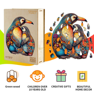 Kaayee Wooden Jigsaw Puzzles-Wooden Puzzle Adult Unique Shape Advanced Penguin Wooden Jigsaw Puzzle For Adult, Family Puzzles 15