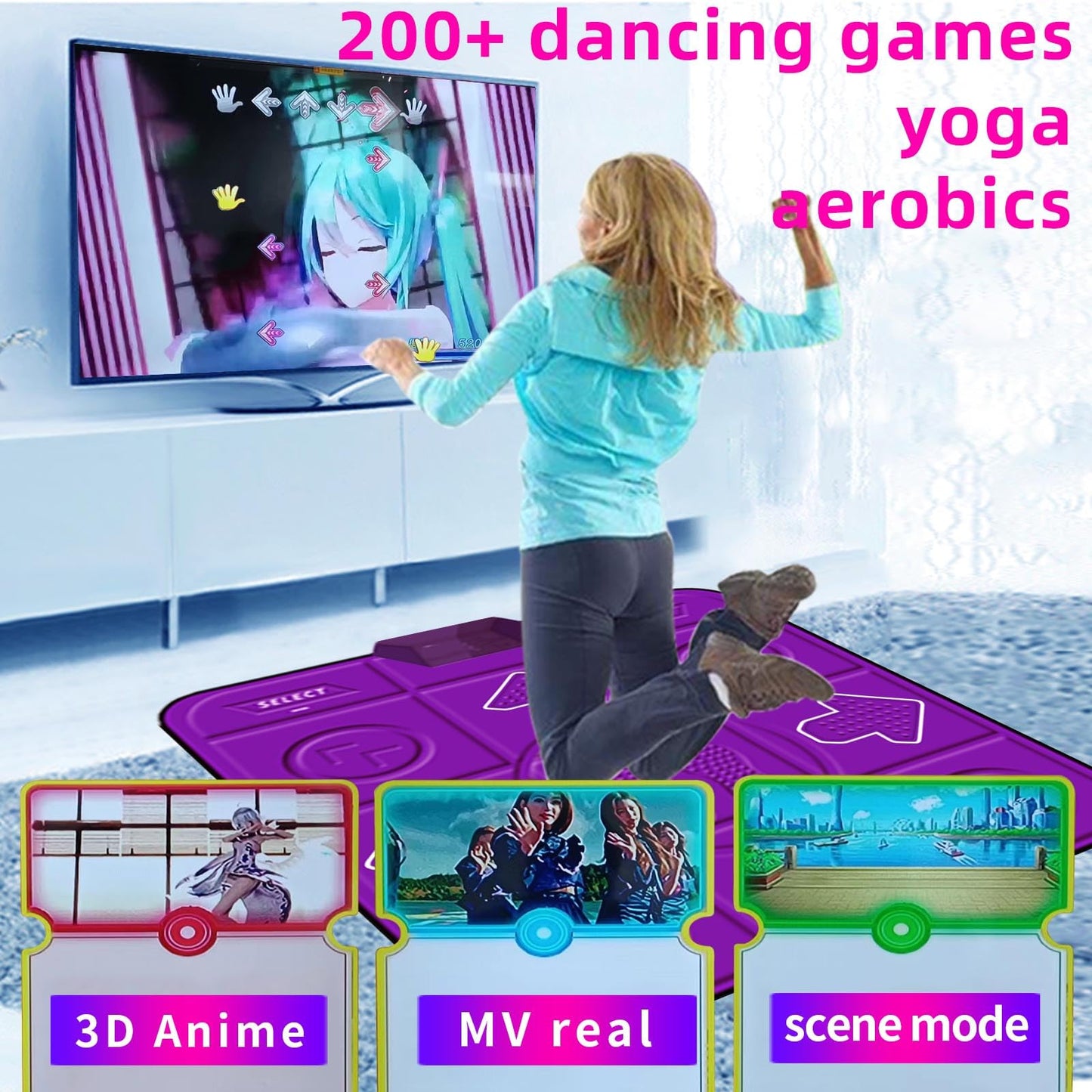 Yrprsodf Dance Mat For Kids And Adults, Dance Mat Tv Game For Kids,Musical Dancing Mats For Girls With Camera Ar Game,Christmas Birthday Gifts For Girls & Boys,Pur-Ple
