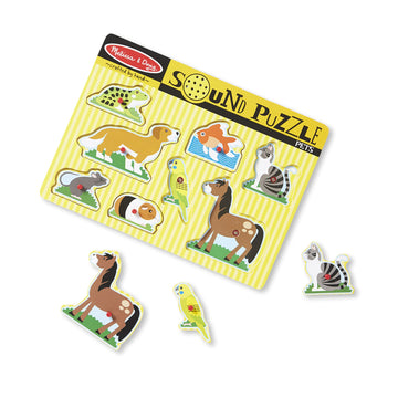 Melissa & Doug Pets Sound Puzzle - Wooden Peg Puzzle With Sound Effects (8 Pcs)