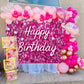 Pink Flash Square Photography Backdrop Hot Pink Happy Birthday Glitter Shinning Sequin Wall Panels Shimmer Wall Background for G