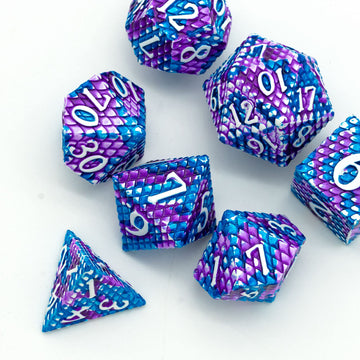 UDIXI Metal Dice Set Dragon Scale Polyhedral D&D Dice with Leather Dice Pouch for Dungeons and Dragons Role Playing Games and Ot
