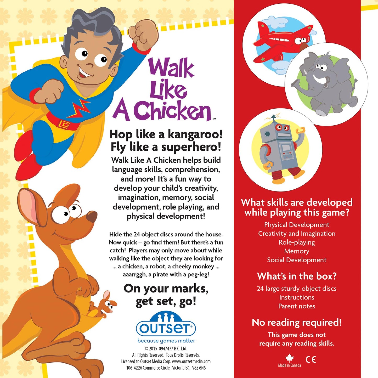 Outset Media Walk Like A Chicken Game - Preschool Role-Playing Activity, Multicolor, Ages 3+, 2+ Players