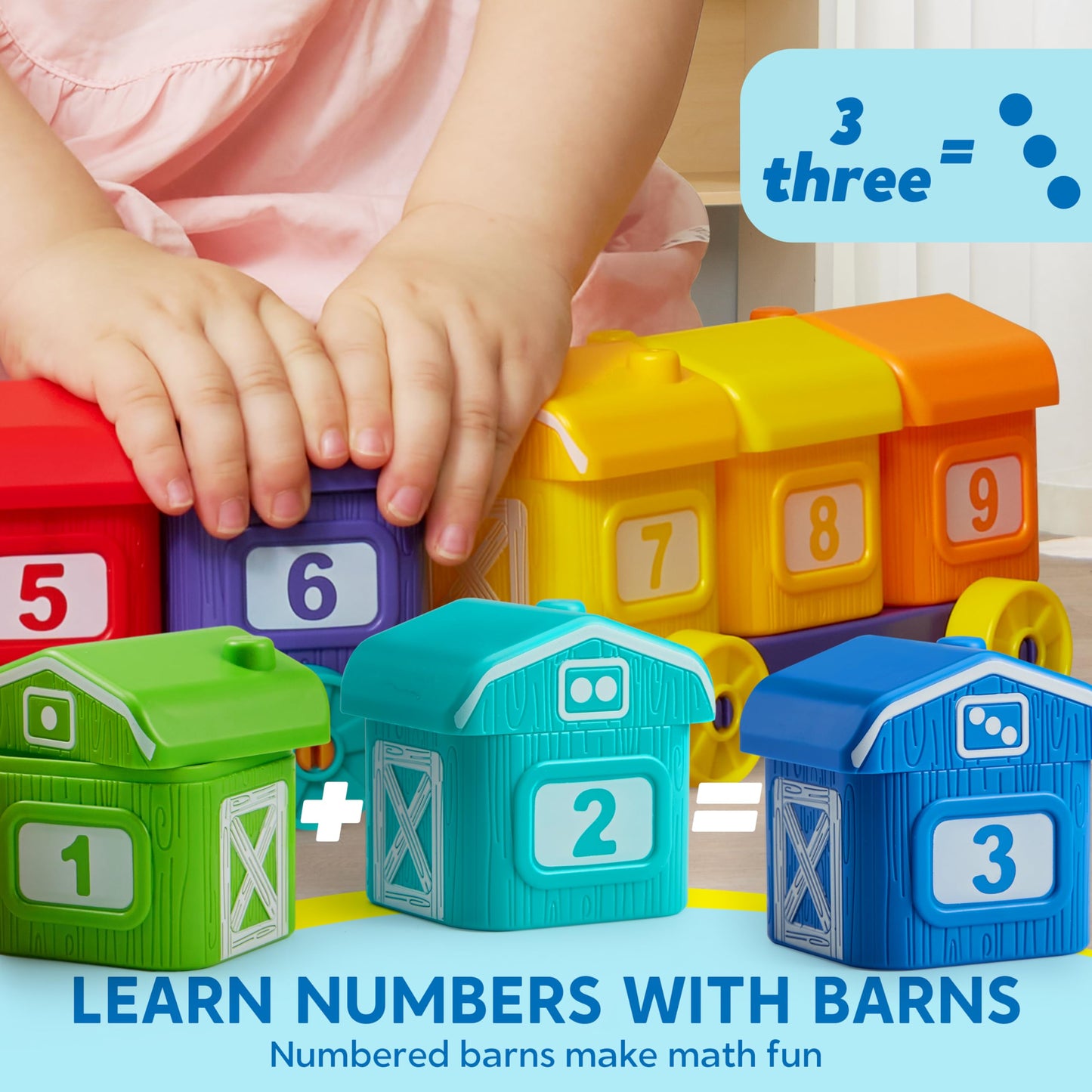 Play-Act Learning Toy For Toddlers 1 2 3 Years Old, Counting, Matching & Sorting Montessori Learning Farm Train Including 9 Farm