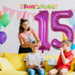 Giant Number 15 Balloons, 40 Inch Laser Hot Pink Foil 15 Balloon Number Men Anniversary Decor, Bright Pink Helium Self Inflating