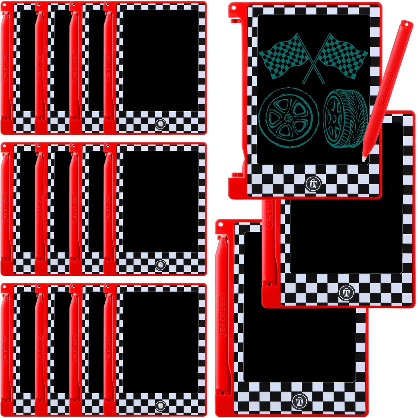 Nezyo 12 Pack Race Car Party Favors Mini LCD Writing Tablet 4.6 Inch Doodle Board Drawing Tablet Erasable Reusable Electronic Dr
