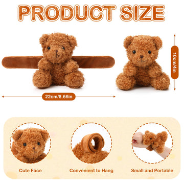 Ceenna 16 Pcs Valentine's Day Stuffed Bear Animal Slap Bracelets Plush Bear Slap Bracelets 8.66 Inch Adorable Bear Slap Wrist Br