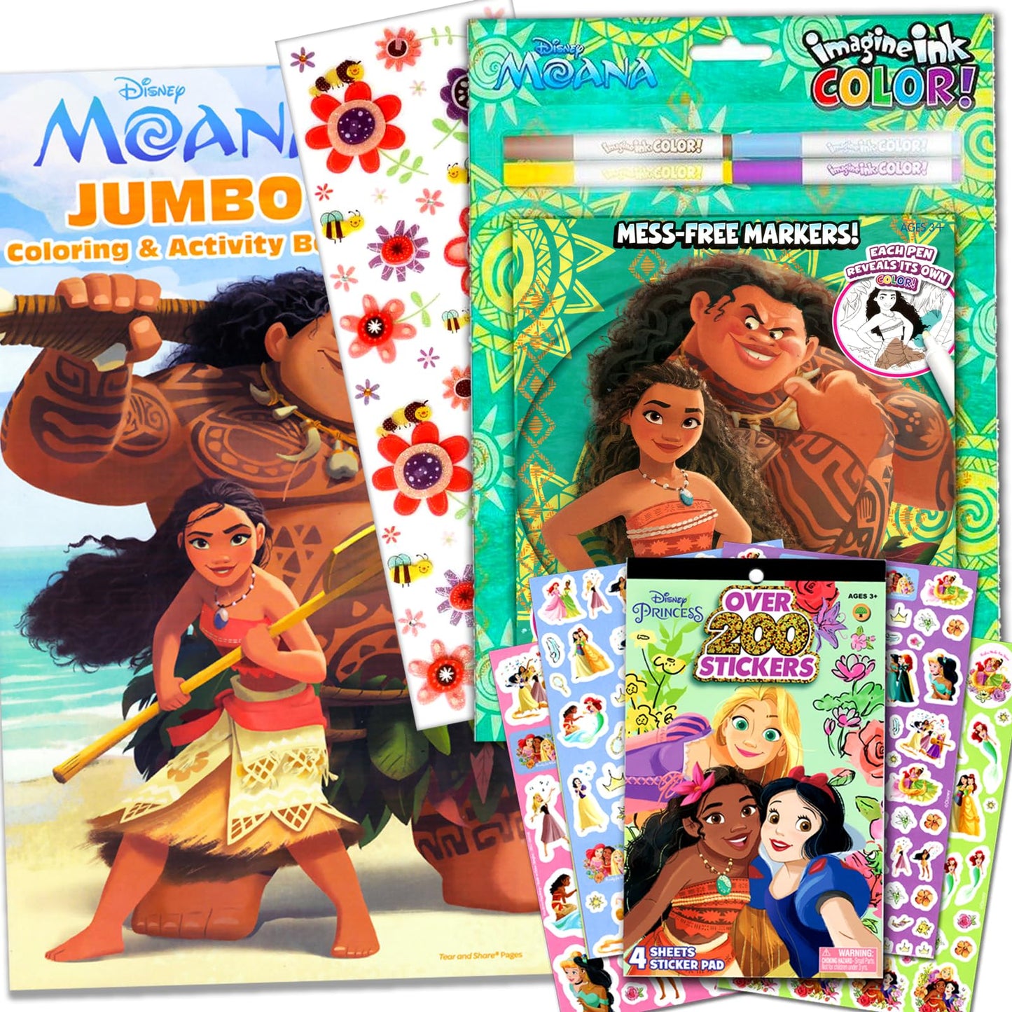 Disney Moana Coloring And Activity Books Bundle With Imagine Ink Coloring Book, Stickers, And More
