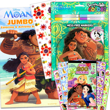 Disney Moana Coloring And Activity Books Bundle With Imagine Ink Coloring Book, Stickers, And More