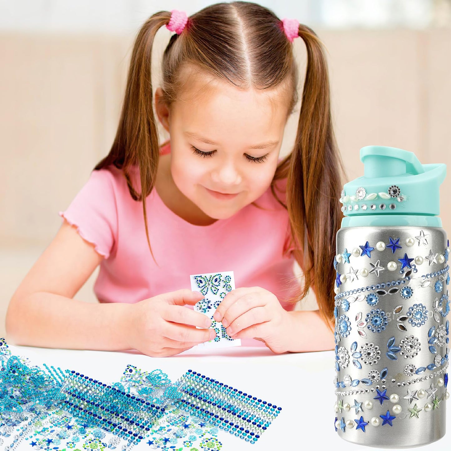 Gift For Girls, Decorate Your Own Water Bottles With Gem Art Stickers, Stickers For Water Bottles, Art Kits For Kids 9-12 Girls,