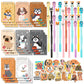 Dog Party Favors 148 Pcs Puppy Party Favors Bulk Dog Paw Mini Notebooks Pens Stickers Set for Dog Themed Birthday Party Supplies