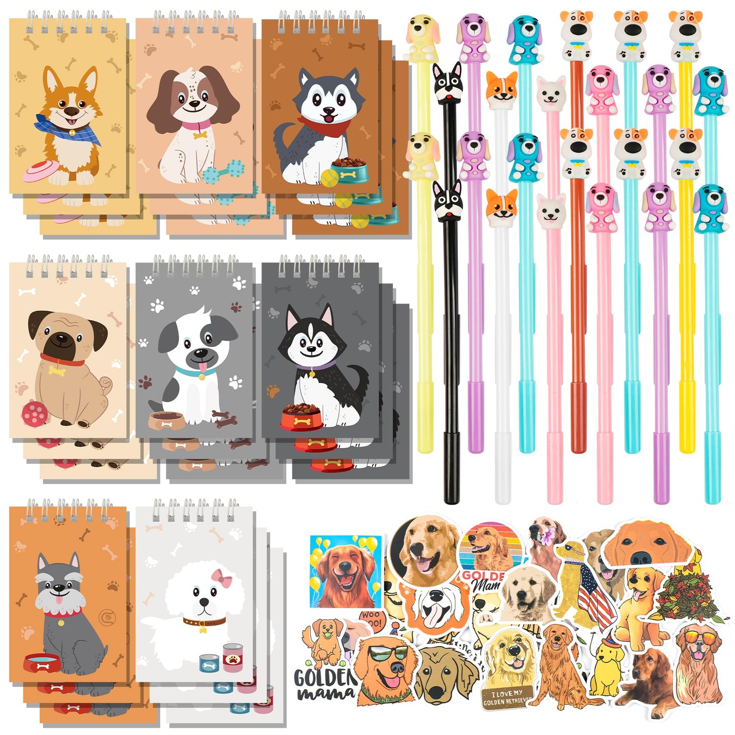 Dog Party Favors 148 Pcs Puppy Party Favors Bulk Dog Paw Mini Notebooks Pens Stickers Set for Dog Themed Birthday Party Supplies