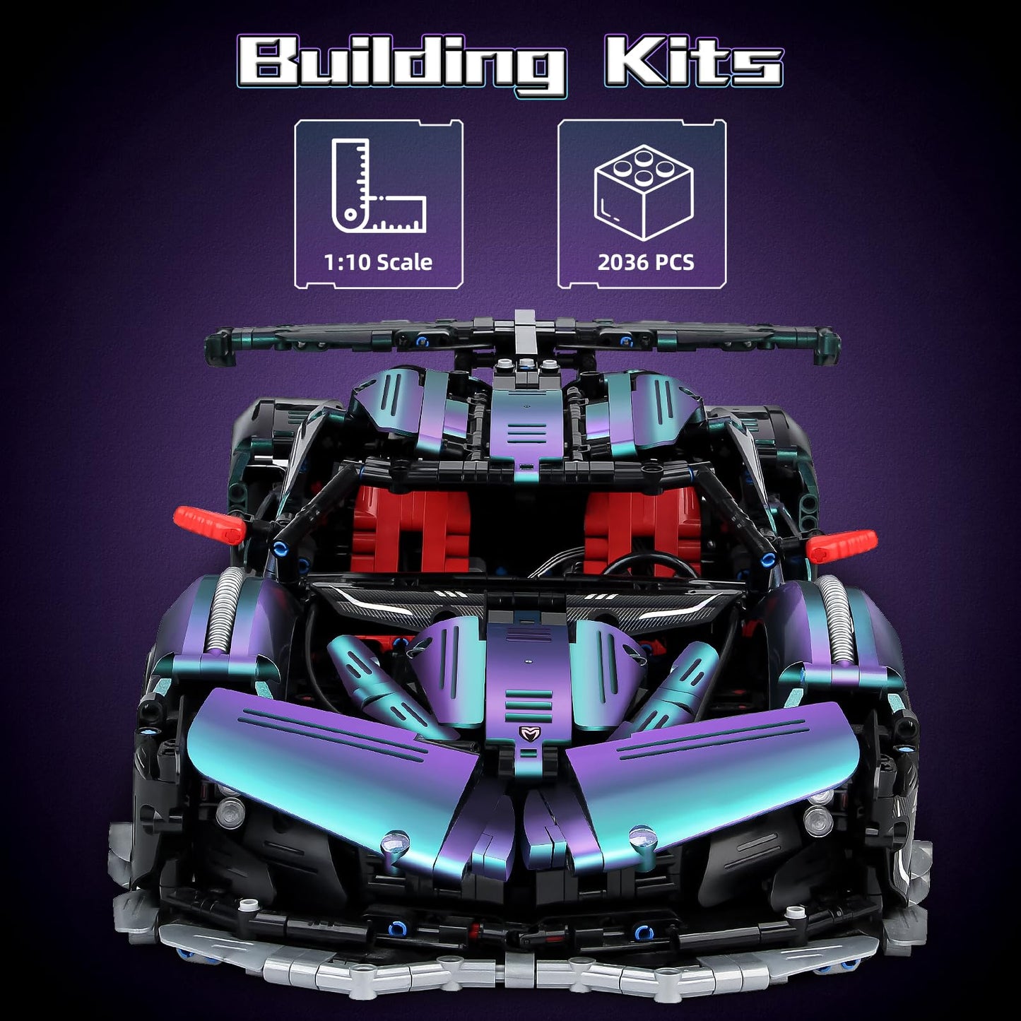 BTEC Super Cars Building Kits for mature-themeds 1:10 Scale MOC RC Technique Car Block Remote Control Model Kits for Men Teen mature-themed Collectible Model Race Engineering Toy Set 2036 PCS