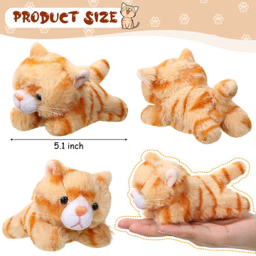 8 Pieces 5 Inch Stuffed Animals Bulk Assorted Cute Stuffed Pet Plush Toys Small Plush Animals For Halloween Kid Classroom School Pet Party Favors Supplies Decoration (Lying Cat)