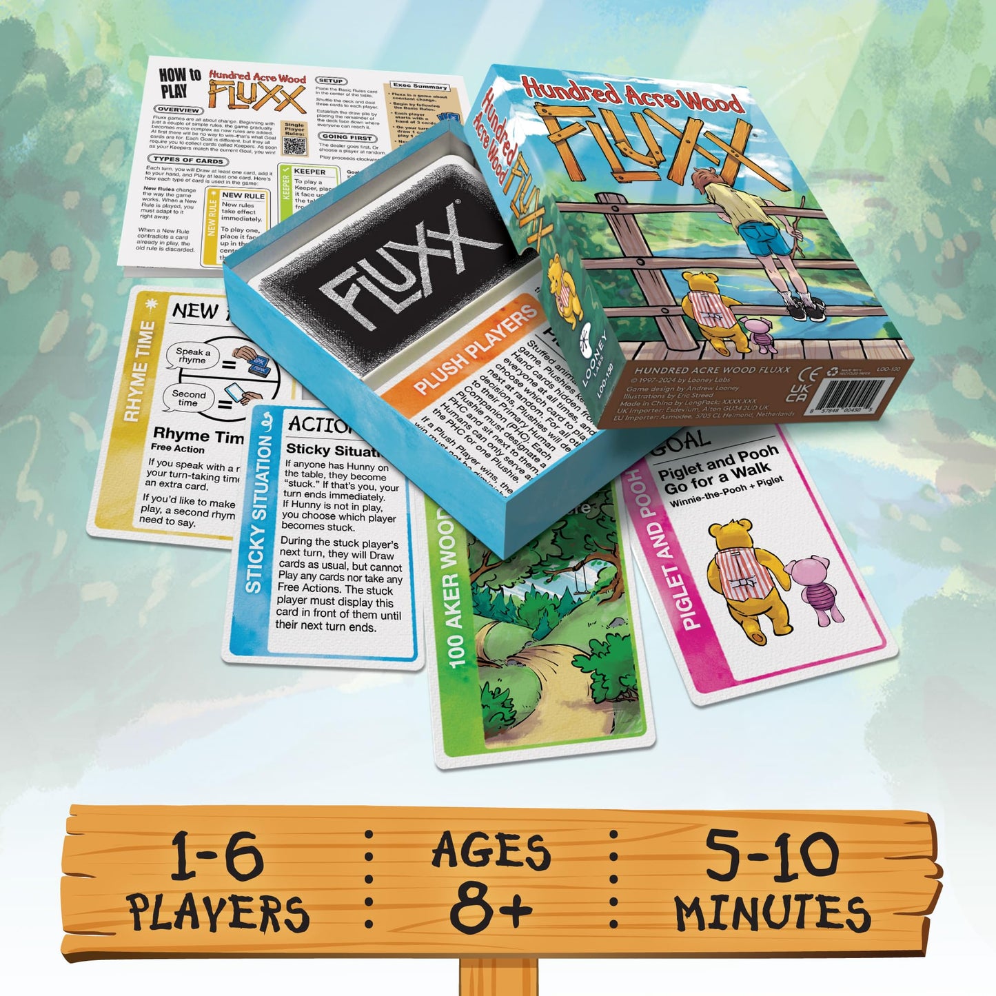 Looney Labs Hundred Acre Woods Fluxx Card Game, Family-Friendly Fun, Quick Rounds, Ages 8+, Multicolored, Model LOO130