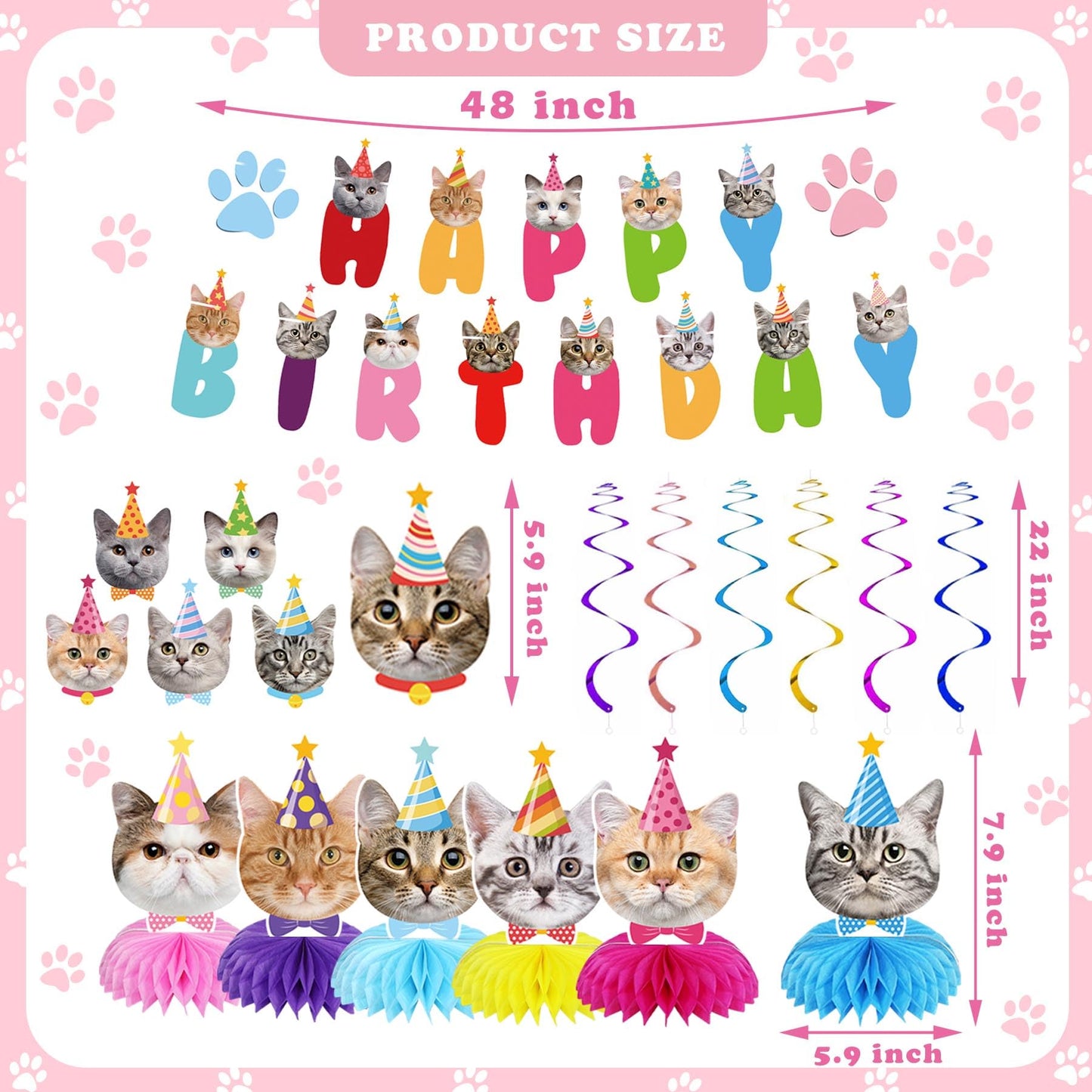 Goyoswa Cat Birthday Party Supplies Cat Birthday Party Decorations, Cat Themed Birthday Party Supplies Includes 1 Birthday Banne