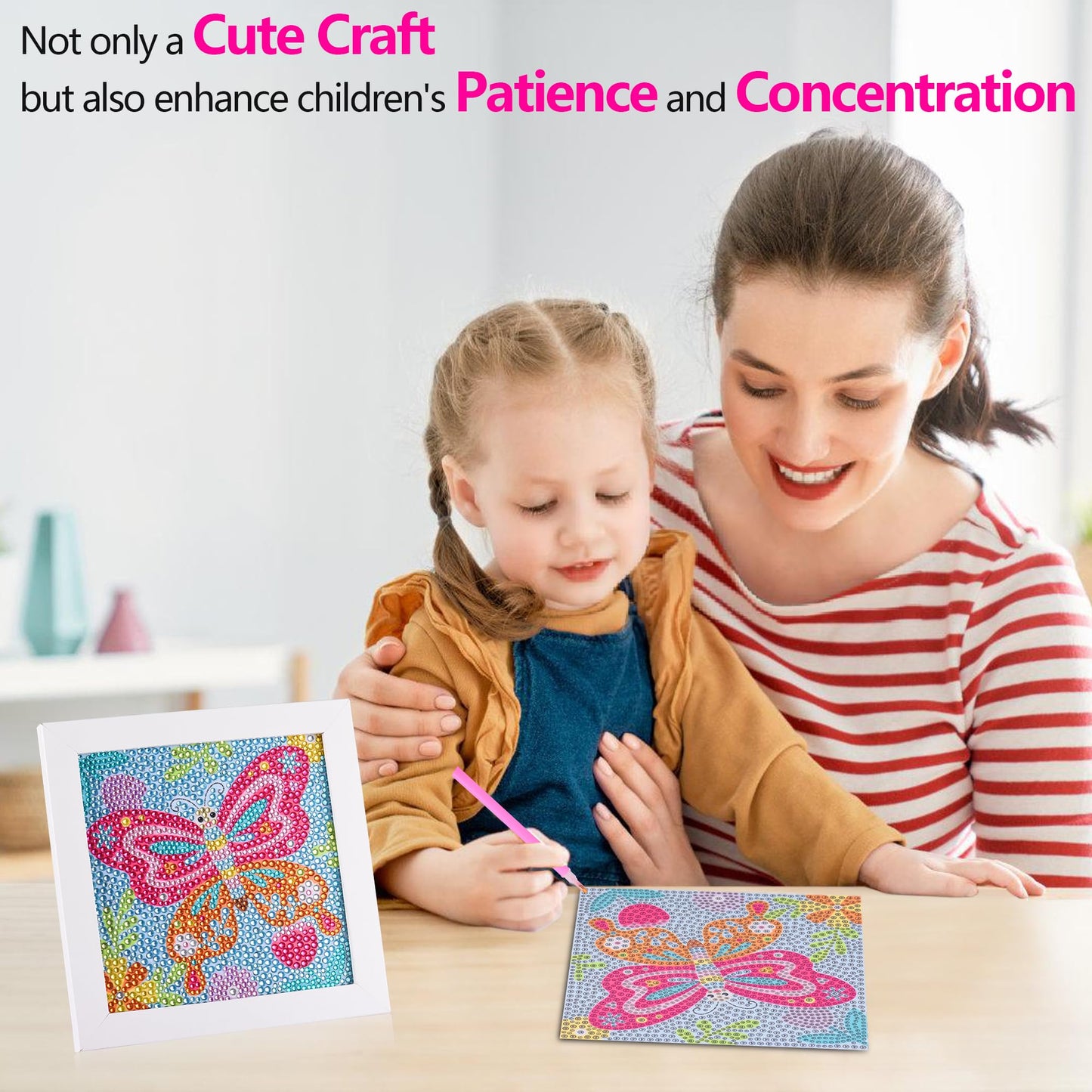 Zaliafei Butterfly Diamond Art Kits For Kids, Diamond Art For Kids Holiday, Gem Art Kits For Girls Birthday Gift, Arts And Crafts For Kids Ages 8 10 12