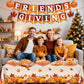 REDWORD Friendsgiving Plates, 98Pcs Friendsgiving Paper Plates-Serve 24 with Friends Giving Banner Fall Pumpkin Tablecloth Napki