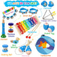 Raimy Kids Musical Instruments Set - Wooden Percussion Instruments Toy For Toddler Baby, Preschool Educational Music Toys For Boys And Girls With Carrying Bag (Blue)